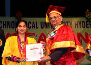 Ms P Kavya(08Z31R0012), University Gold Medal Winner - Best outgoing student of B. Pharmacy out of all affiliated colleges of 2008-12 Batch.